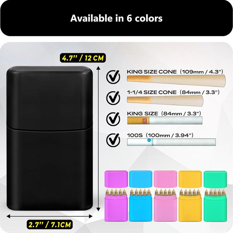 roygra حافظة مخروطية بحجم كينغ 4 قطع مقاومة للرائحة، علبة سجائر 5 فتحات للحجم العادي أو كينغ، صندوق تخزين بسعة 5 لملحقات التدخين للورق المدحرج مسبقًا - Image 2